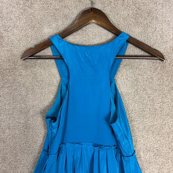 Anthropologie Moulinette Soeurs Dress 0 XS Blue Beaded Silk Floral‎ Maxi Artsy - Picture 9 of 11